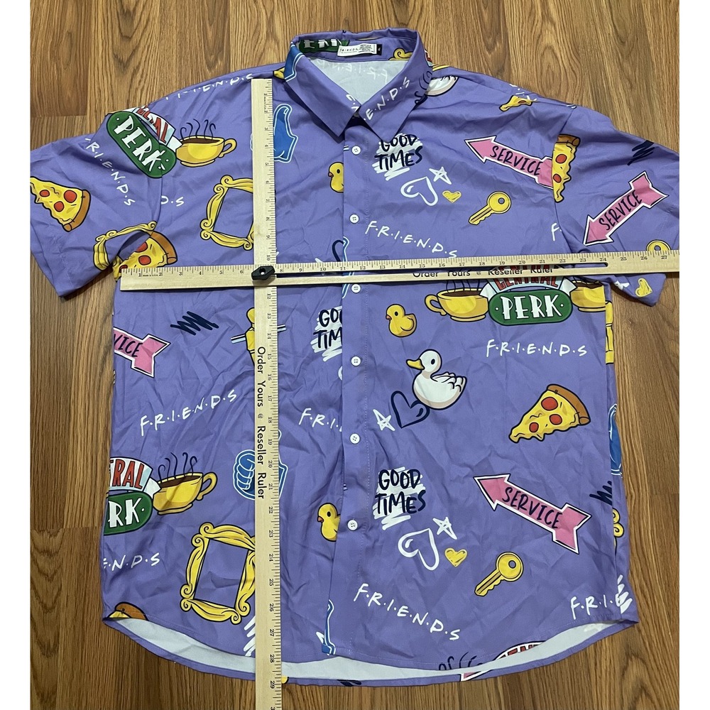 Friends Button-Up Mens Extra Large Allover Print Central Perk - Picture 9 of 10